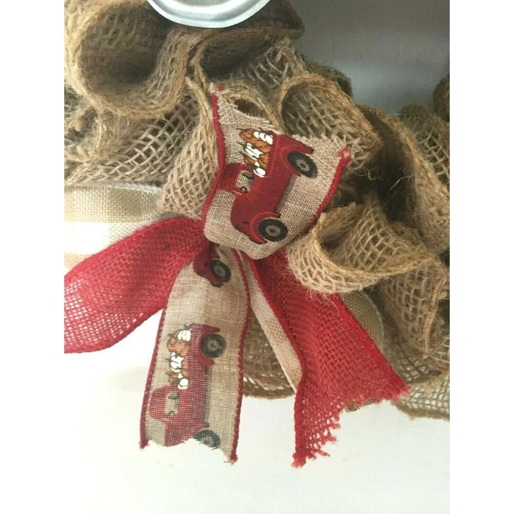 Fall Wreath Burlap Farmhouse Rustic Truck Welcome Sign Handmade